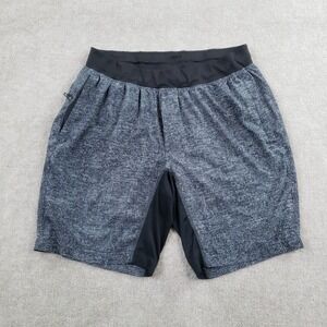 LULULEMON T.H.E. Linerless Short Men XL Gray Geometric Drawstring Running m7y50s